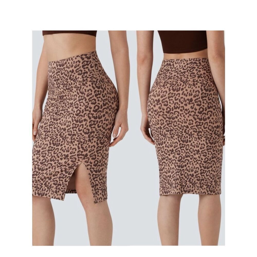 NWT Halara High Waisted Tummy Control Butt Lifting Leopard Print Shapewear Skirt